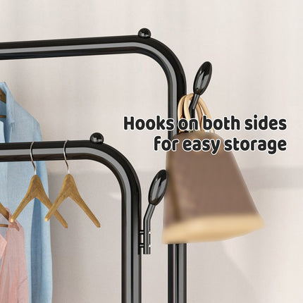 Double Row Floor-Standing Clothes Rack Space Saving for Bedroom Clothes Storage
