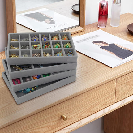 4PCS Jewelry Organizer Box Set Makeup Storage Tray for Rings Earrings Bracelets