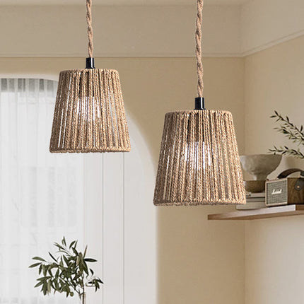 14cm Woven Paper Rope Lampshade Zen Style Khaki for Ceiling Pendant Light