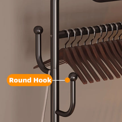 Moveable Clothes Rack 60x34x170cm Metal Frame Mesh Basket Hooks Wheels for Home
