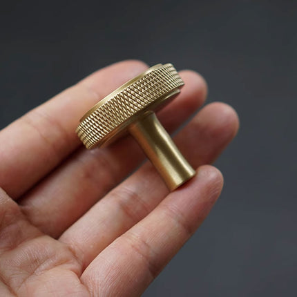 Brass Handle Modern Simple Knurled Copper Pull Closet Drawer Cabinet Door Handle