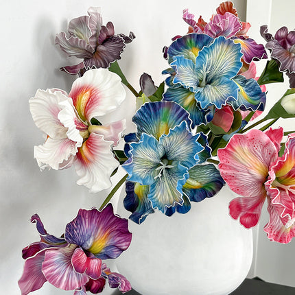 6PCS Artificial Iris Flowers PU Material Durable for Home Wedding Party Decor