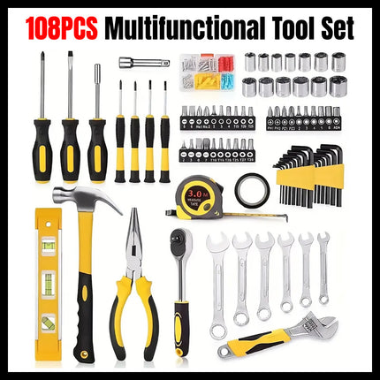 108PCS Multifunctional Tool Set Hand Tools Kit Durable for Home Repair Workshop