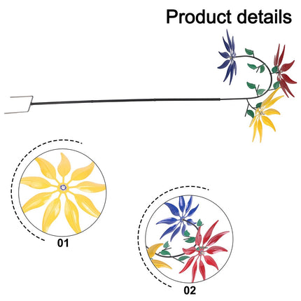 Outdoor Decoration 3 Colour Flower Spinning Windmill for Garden Yard Lawn Use