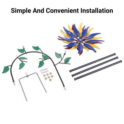 Outdoor Decoration 3 Colour Flower Spinning Windmill for Garden Yard Lawn Use