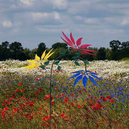 Outdoor Decoration 3 Colour Flower Spinning Windmill for Garden Yard Lawn Use