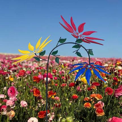 Outdoor Decoration 3 Colour Flower Spinning Windmill for Garden Yard Lawn Use