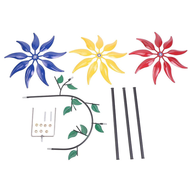 Outdoor Decoration 3 Colour Flower Spinning Windmill for Garden Yard Lawn Use