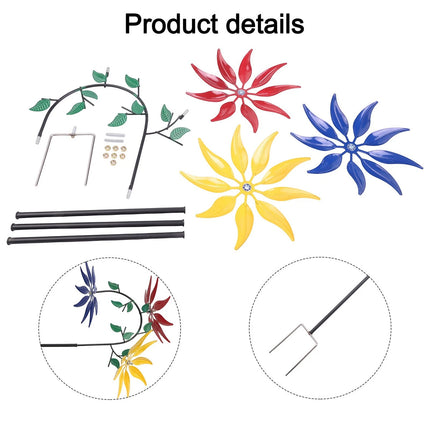 Outdoor Decoration 3 Colour Flower Spinning Windmill for Garden Yard Lawn Use