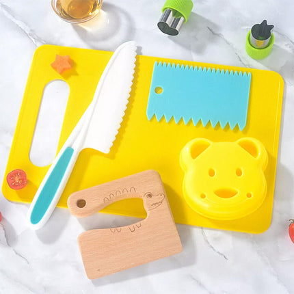 17PCS Kids Kitchen Knife Set Fruit Cutting Board Toddler Cooking Learning Tools