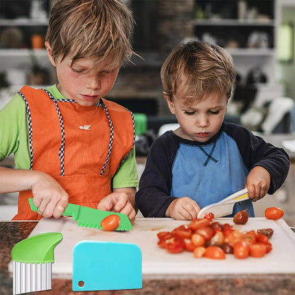 17PCS Kids Kitchen Knife Set Fruit Cutting Board Toddler Cooking Learning Tools