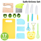 17PCS Kids Kitchen Knife Set Fruit Cutting Board Toddler Cooking Learning Tools