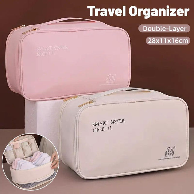 Double Lingerie Storage Bag Travel Organizer Clothes Storage Case for Underwear