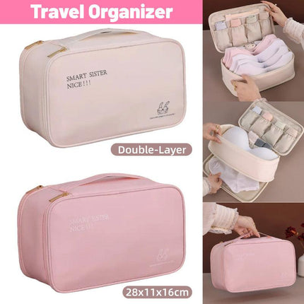 Double Lingerie Storage Bag Travel Organizer Clothes Storage Case for Underwear