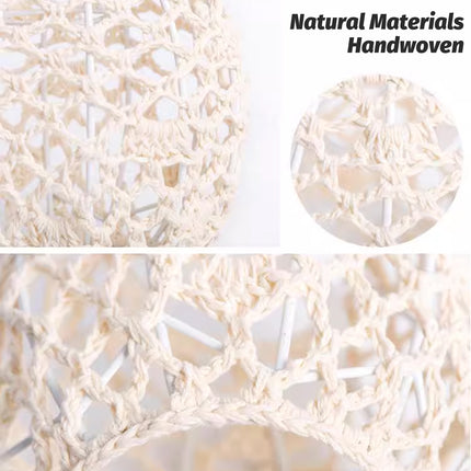 Paper Rope Pendant Light New Chinese Style Rattan-Like Lampshade Lamp 15x15cm