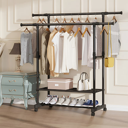 Industrial Pipe Metal Clothes Rail Heavy Duty Garment Hanging Rack Shoe Shelives