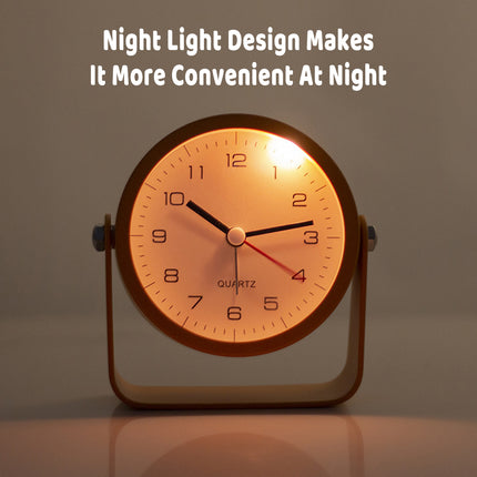 Flip Silent Desktop Small Alarm Clock with Night Light Battery-Powered Durable