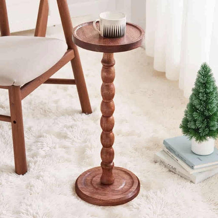 Vintage Solid Wood Side Table Small Round Table Sturdy Anti Slip Easy Clean