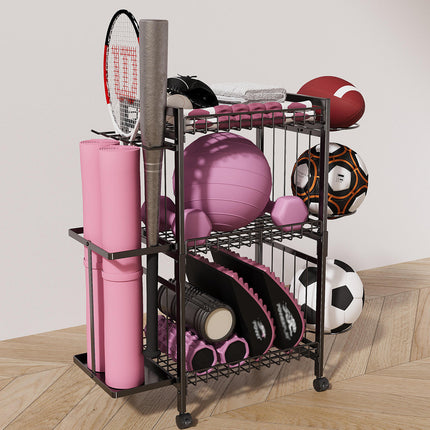Multi Function Sports Equipment Storage Rack Ball Badminton Racket Yoga Mat