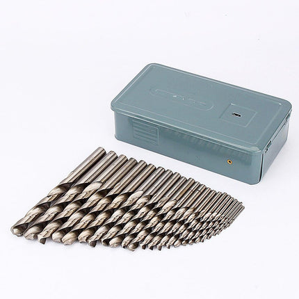 Drill Bits Set Metric Metal Twist High Speed HSS Steel Case 25pcs Coated Tool