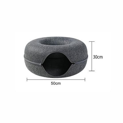 Felt Cat Tunnel Bed Donut Cave Nest for Kittens and Small Pets 50x30cm