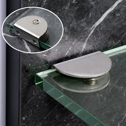 Glass Clamp Set 20PCS Stainless Steel Semi Circular Bracket Clips Shelf Panel