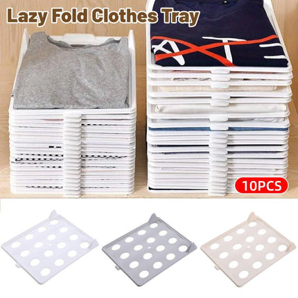 10pcs Folding Clothes Board Wardrobe Organizer Lazy Stacking Storage Boards