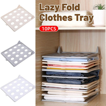 10pcs Folding Clothes Board Wardrobe Organizer Lazy Stacking Storage Boards