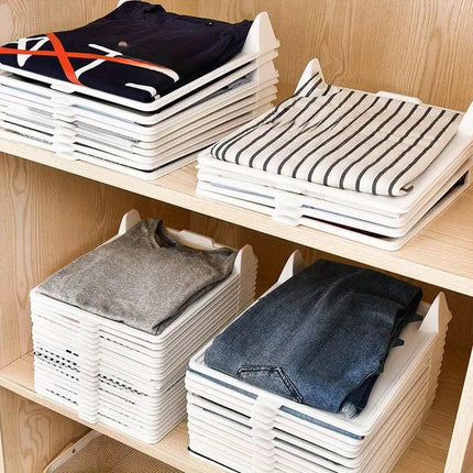 10pcs Folding Clothes Board Wardrobe Organizer Lazy Stacking Storage Boards