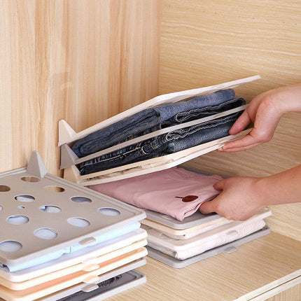 10pcs Folding Clothes Board Wardrobe Organizer Lazy Stacking Storage Boards