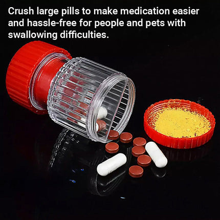 2 in 1 Pill Crusher Grinder Tool Tablet Cutter Medicine Box Storage Compartment