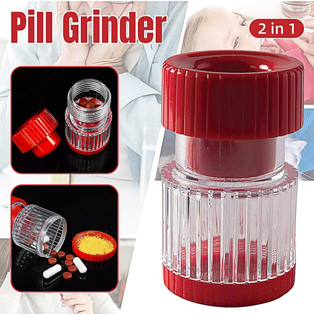 2 in 1 Pill Crusher Grinder Tool Tablet Cutter Medicine Box Storage Compartment