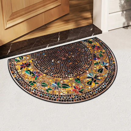 Semicircular Retro Stone Pattern Door Mat Dustproof Anti slip Entrance Carpet