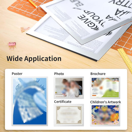 6PCS Magnetic Display Frame A4 Wall Mount Sticker For Certificate Photo Decor