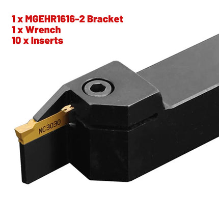 MGEHR1616-2 Lathe Tool Holder with 10pcs MGMN200-G Gold Carbide Inserts