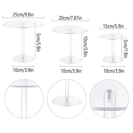2set Acrylic Round Cake Stand Transparent Dessert Display Stand For Cakes