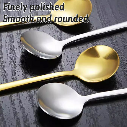 24PCS Stainless Steel Stirring Spoons Set Easy to Clean for Kitchen Cafe Use