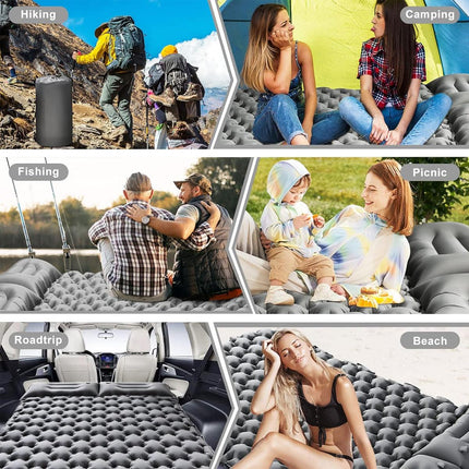 Double Camping Sleeping Pad Self Inflating Thick Air Bed Mattress Outdoor Hiking