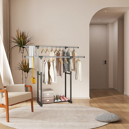 Clothes Drying Rack Adjustable Height Telescopic Stable Base Space-Saving