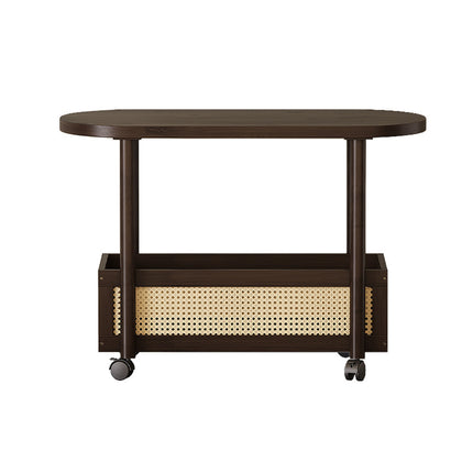 Movable Coffee Table with Wheels Side Table with Storage Shelf for Living Room