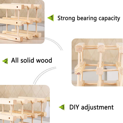 Wine Rack Wooden Storage Stand 9 Bottle Timber Cellar Holder Organizer Shelf