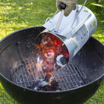 BBQ Chimney Charcoal Starter Stainless Steel Fire Lighter Camping 27 x 17cm