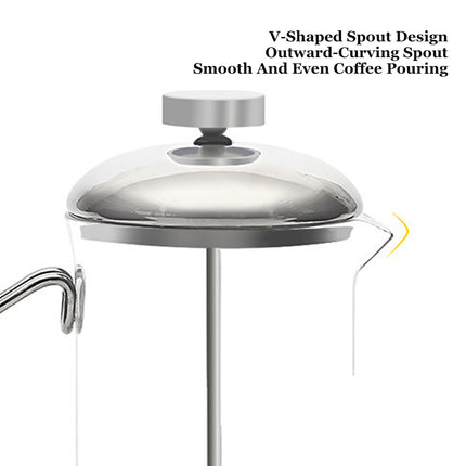 French Press Coffee Maker 350ml Heat Resistant Glass Stainless Steel Pattern