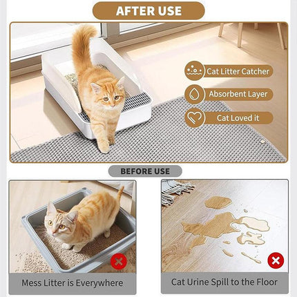 Large Double Layer Litter Mat Waterproof Non Slip Cat Trapping Pad Easy to Clean