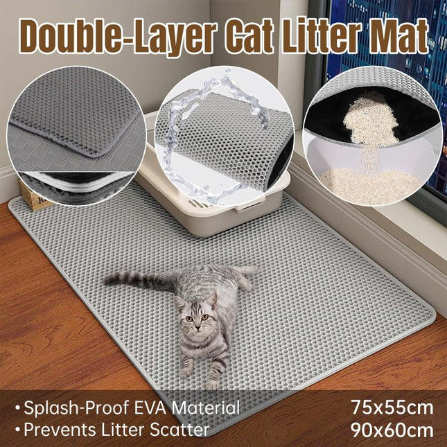 Large Double Layer Litter Mat Waterproof Non Slip Cat Trapping Pad Easy to Clean