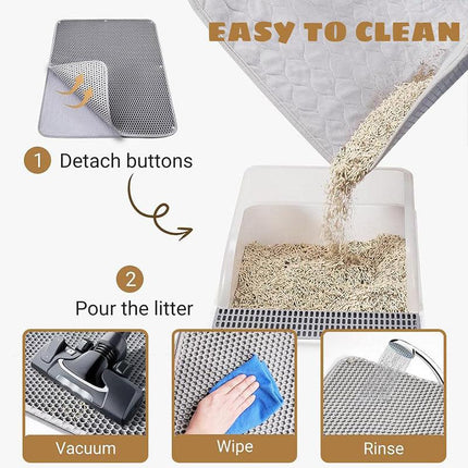 Large Double Layer Litter Mat Waterproof Non Slip Cat Trapping Pad Easy to Clean