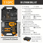 110PCS 8V Lithium Drill Kit Rechargeable for Home Repair Furniture Installation