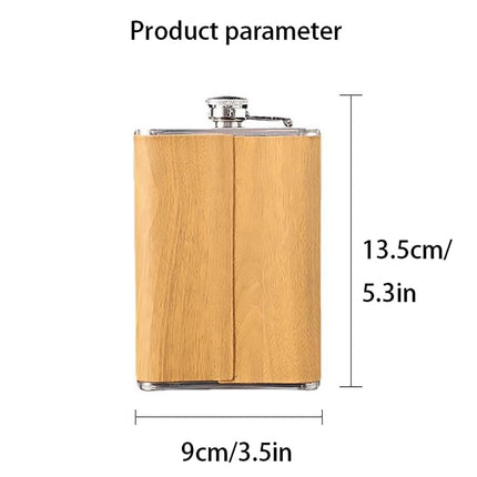 Wood Grain Hip Flask Set Stainless Steel Wine Pot With Wine Cup And Funnel