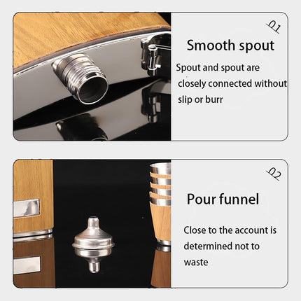 Wood Grain Hip Flask Set Stainless Steel Wine Pot With Wine Cup And Funnel