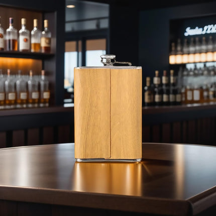 Wood Grain Hip Flask Set Stainless Steel Wine Pot With Wine Cup And Funnel